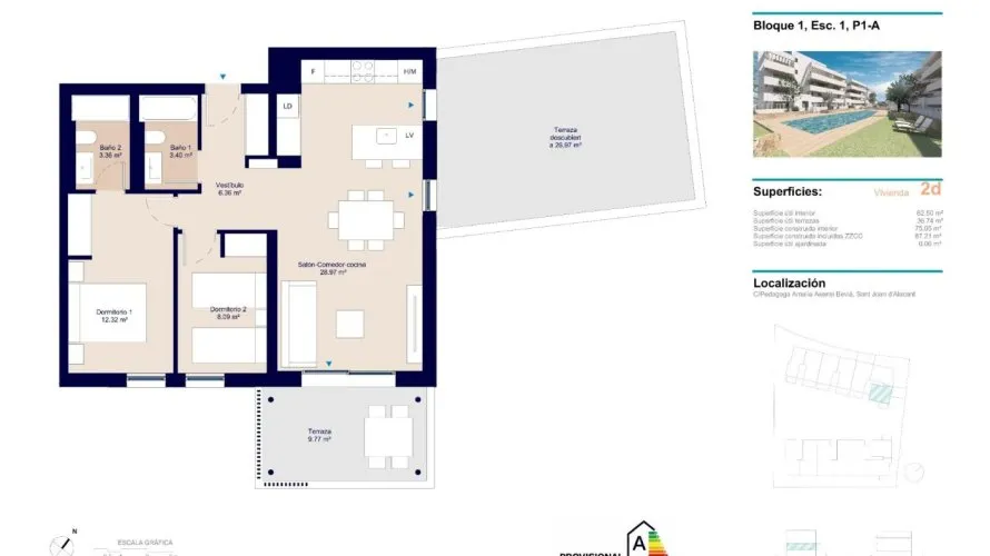 Apartamento de 2 dormitorios en San Juan, España No. 2666